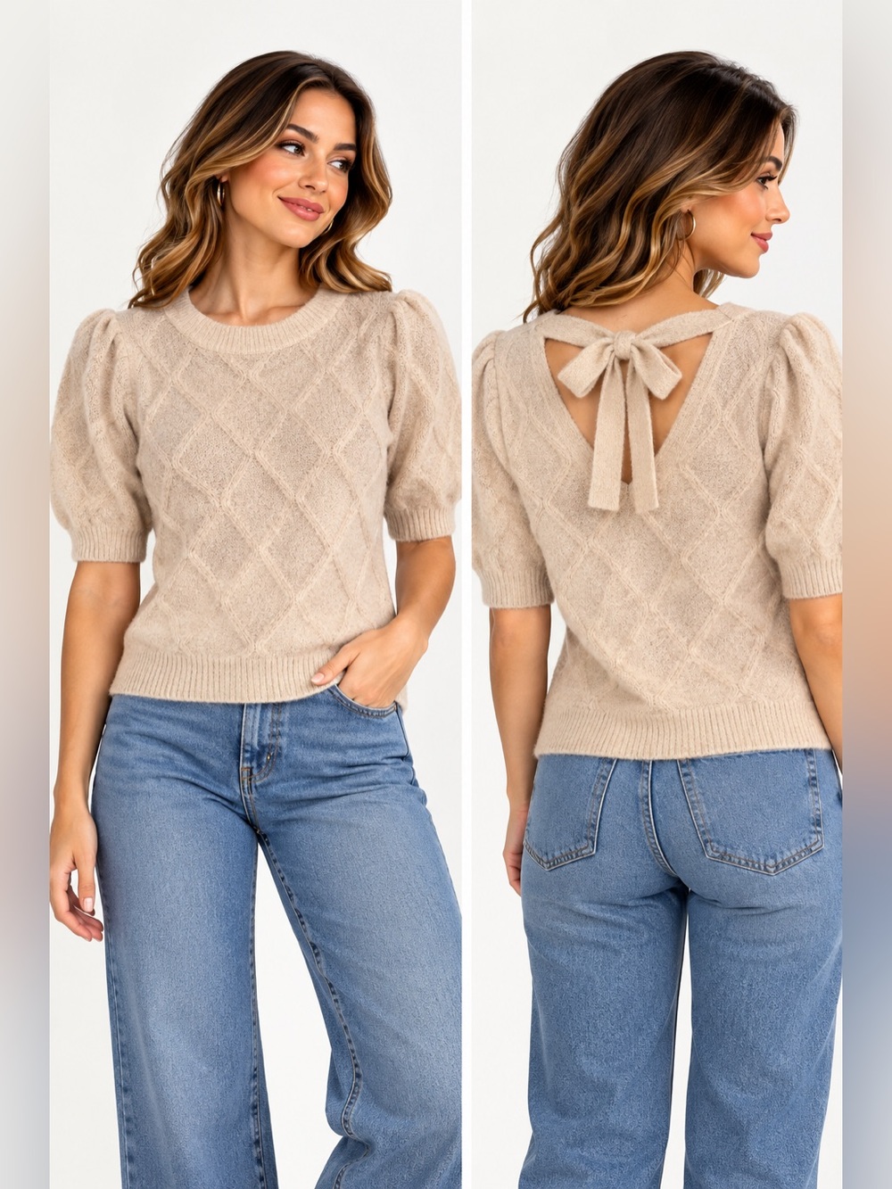 b.young Textured Wool Sweater in Beige Size XS NWT